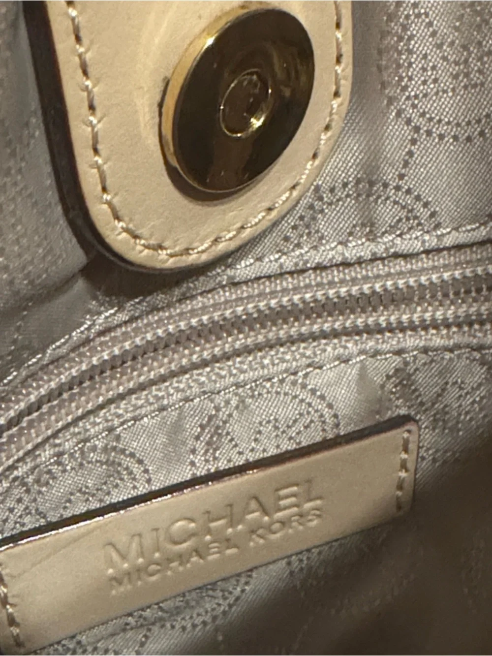Michael Kors Cream/Tan MK Logo Crossbody Bag
